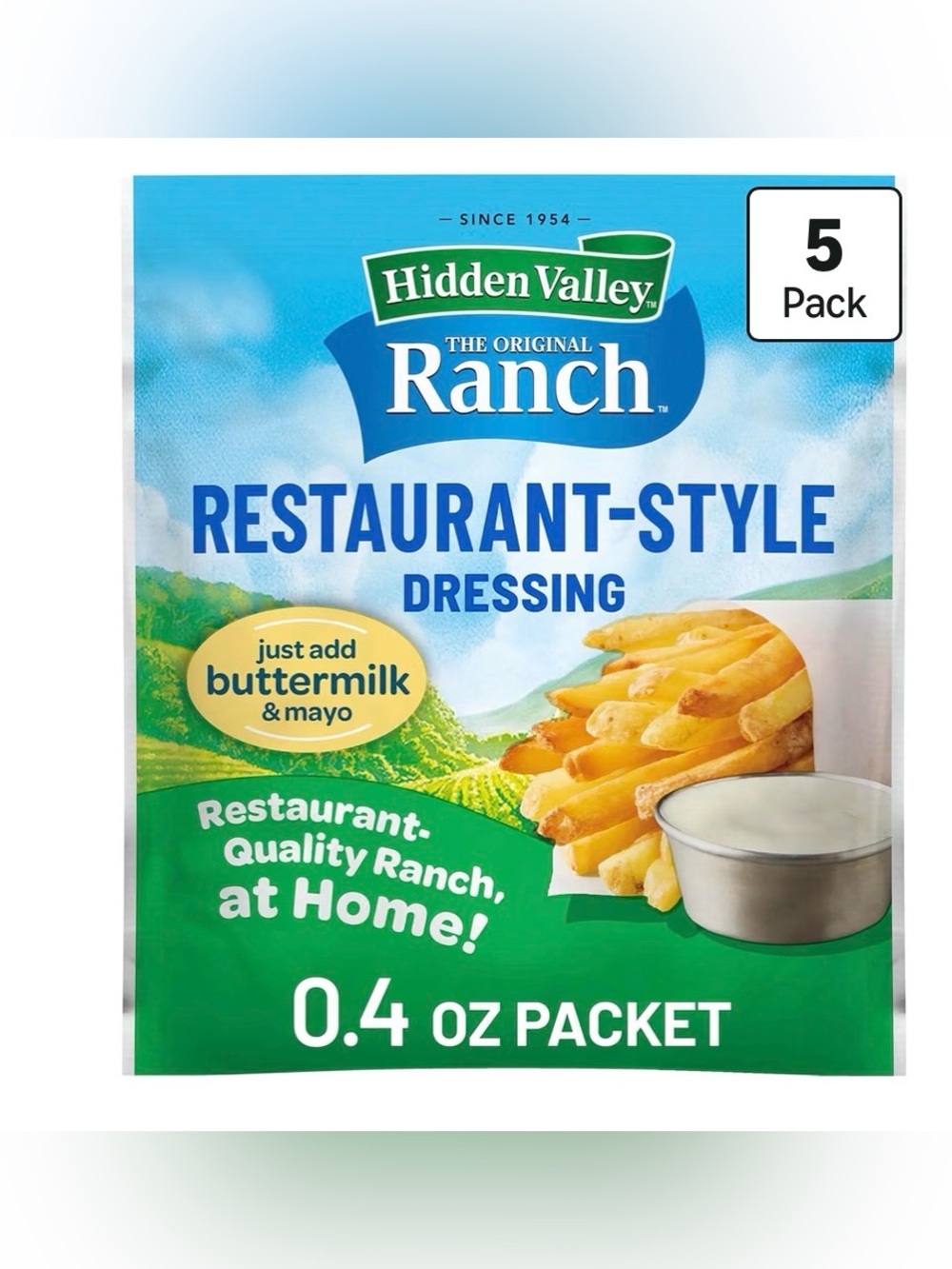 New Hidden Valley Ranch Restaurant-Style Dressing bundle of 5 travel size 0.4oz